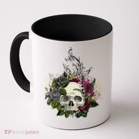 Skull Flowers Flower Sugar Skull Tree Roses Women Halloween Coffee Mug thumb 0