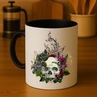 Skull Flowers Flower Sugar Skull Tree Roses Women Halloween Coffee Mug thumb 4