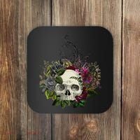 Skull Flowers Flower Sugar Skull Tree Roses Women Halloween Coaster thumb 0