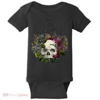 Skull Flowers Flower Sugar Skull Tree Roses Women Halloween Baby Bodysuit thumb 0