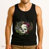 Skull Flowers Flower Sugar Skull Tree Roses Women Halloween Tank Top thumb 3