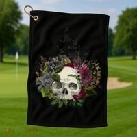 Skull Flowers Flower Sugar Skull Tree Roses Women Halloween Golf Towel thumb 1