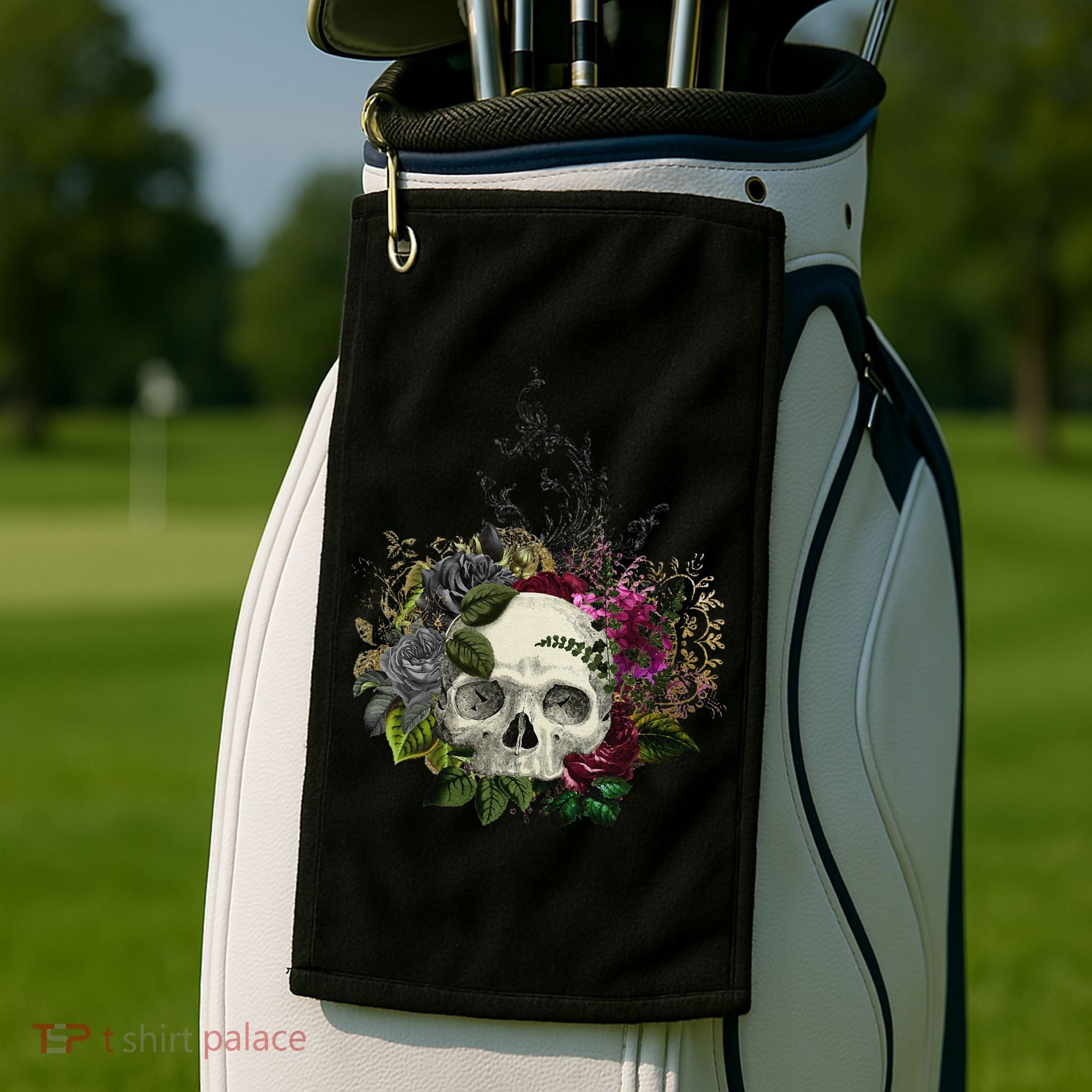 Skull Flowers Flower Sugar Skull Tree Roses Women Halloween Golf Towel