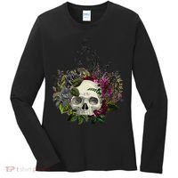 Skull Flowers Flower Sugar Skull Tree Roses Women Halloween Women's Long Sleeve Shirt thumb 0