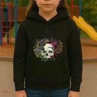 Skull Flowers Flower Sugar Skull Tree Roses Women Halloween Kids Hoodie thumb 3