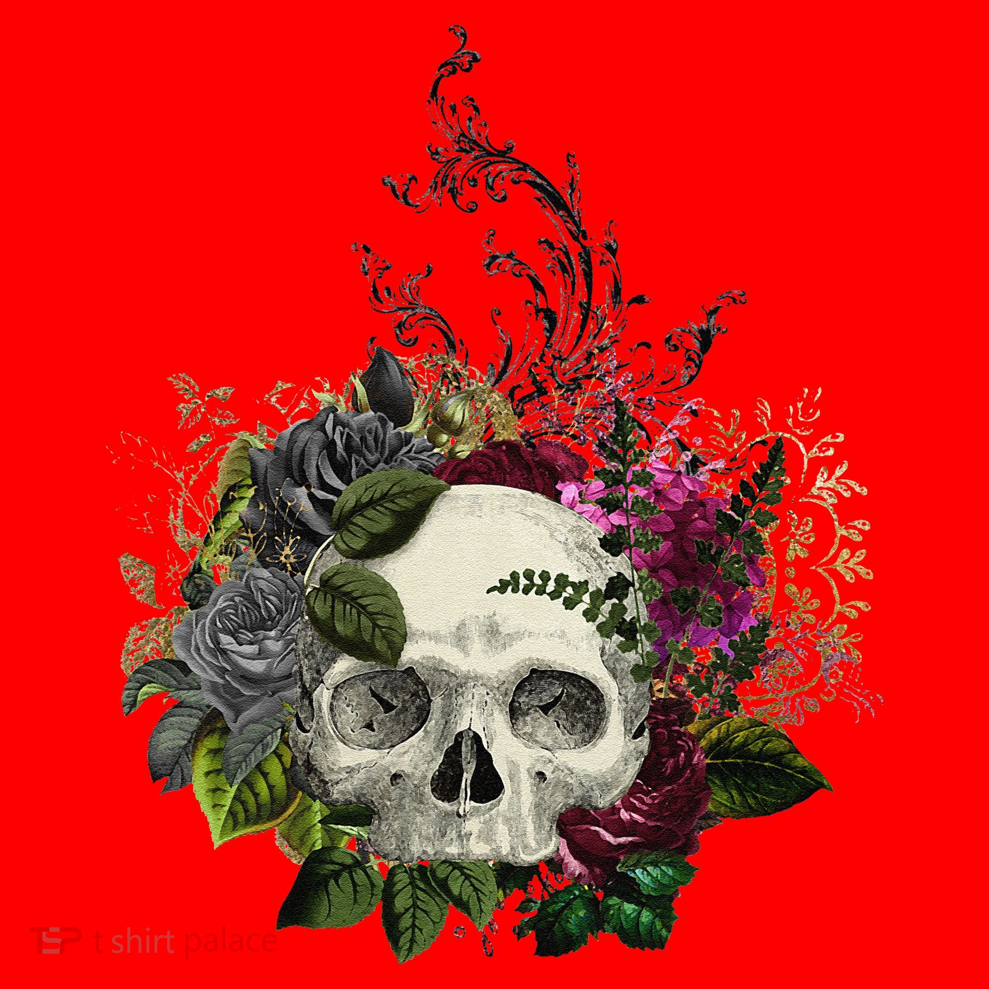Skull Flowers Flower Sugar Skull Tree Roses Women Halloween Santa Hat