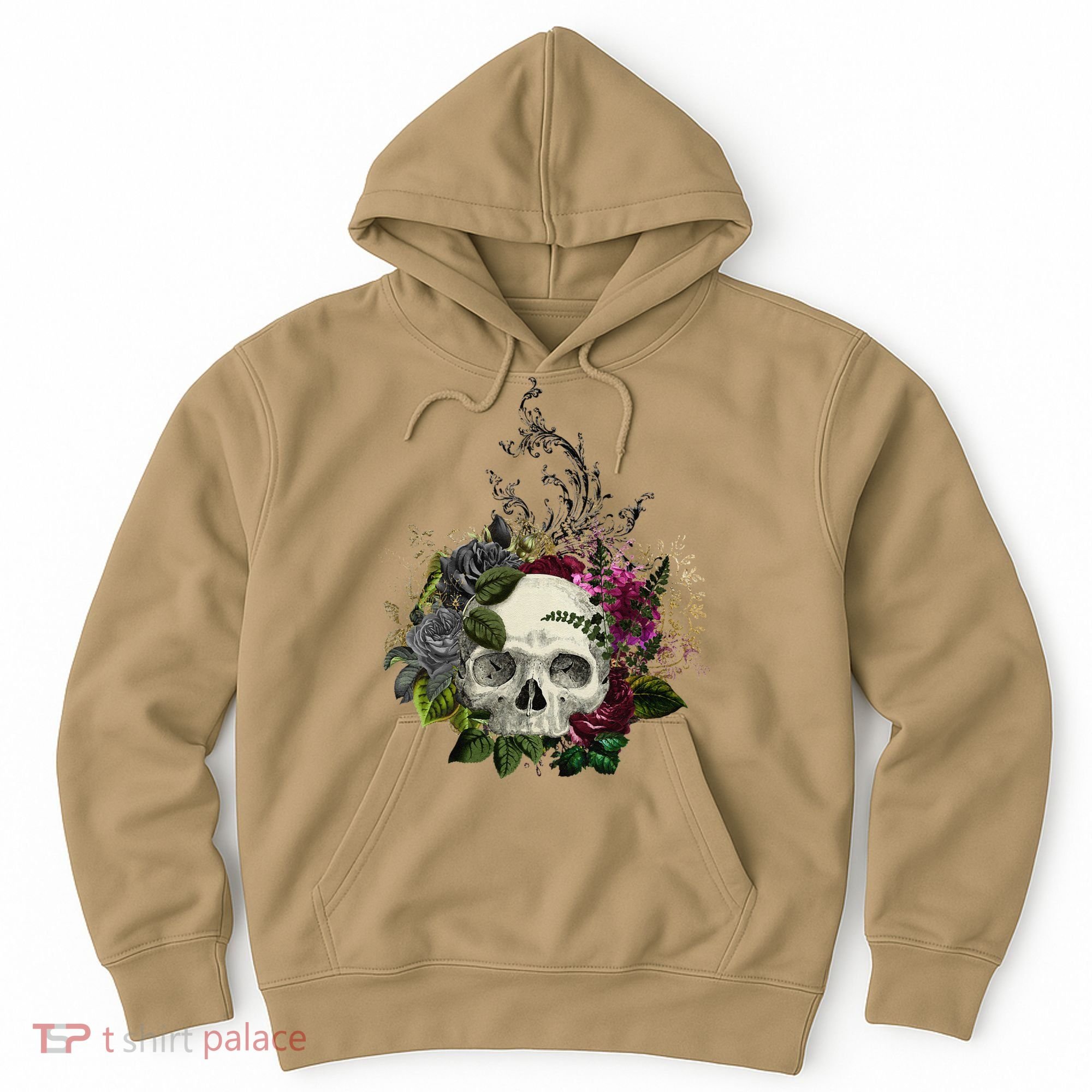 Skull Flowers Flower Sugar Skull Tree Roses Women Halloween Hoodie