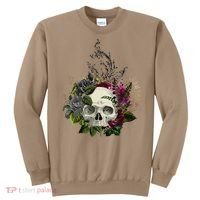 Skull Flowers Flower Sugar Skull Tree Roses Women Halloween Sweatshirt thumb 0