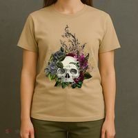 Skull Flowers Flower Sugar Skull Tree Roses Women Halloween T-Shirt thumb 4