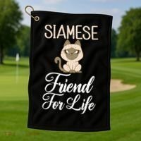 Siamese Friend For Life Siamese Cat Gift Golf Towel thumb 1