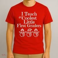 Snowman First Grade Teacher Shirt Coolest Little 1st Graders T-Shirt thumb 3