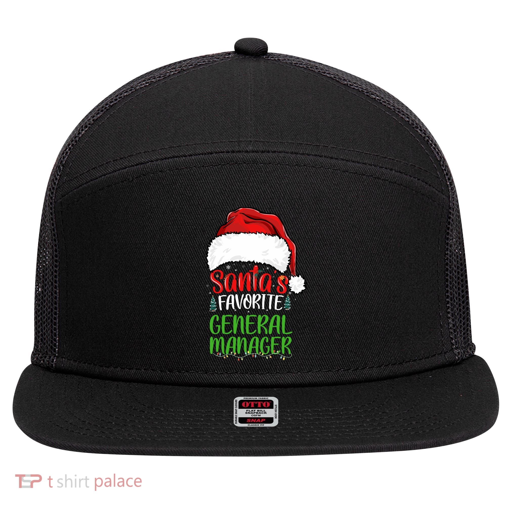 SantaS Favorite General Manager Funny Christmas 7 Panel Mesh Trucker Snapback Hat
