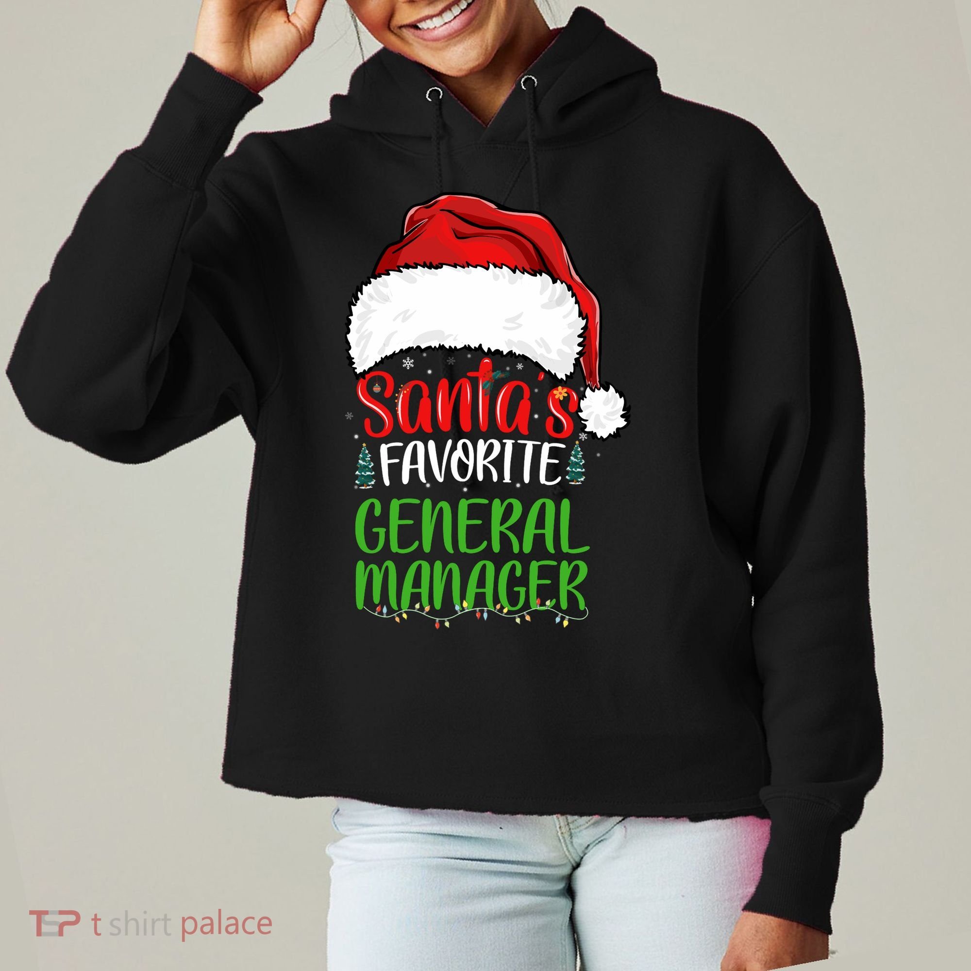 SantaS Favorite General Manager Funny Christmas Ladies Heavyweight Boxy Pullover Hoodie