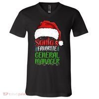 SantaS Favorite General Manager Funny Christmas V-Neck T-Shirt thumb 0