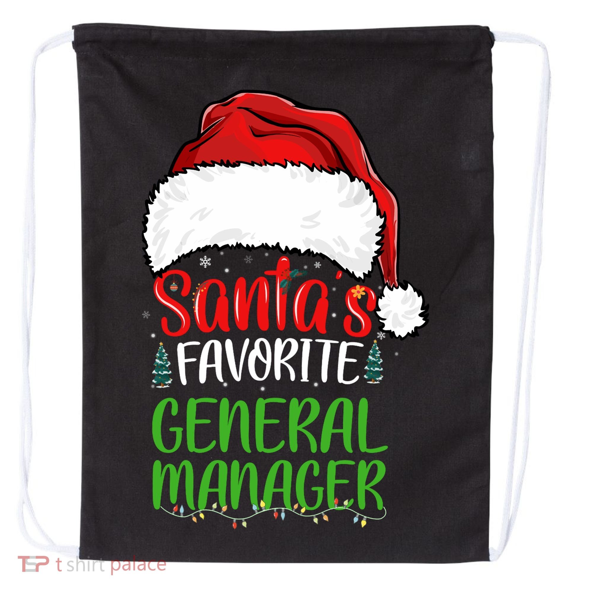 SantaS Favorite General Manager Funny Christmas Drawstring Bag