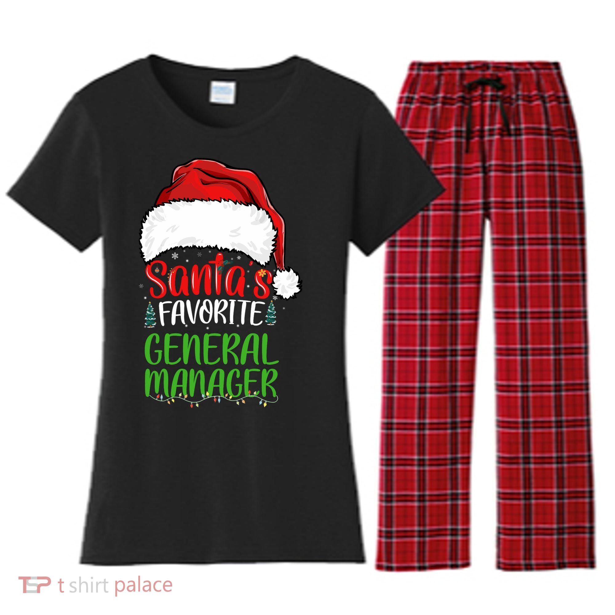 SantaS Favorite General Manager Funny Christmas Women's Flannel Pajama Set
