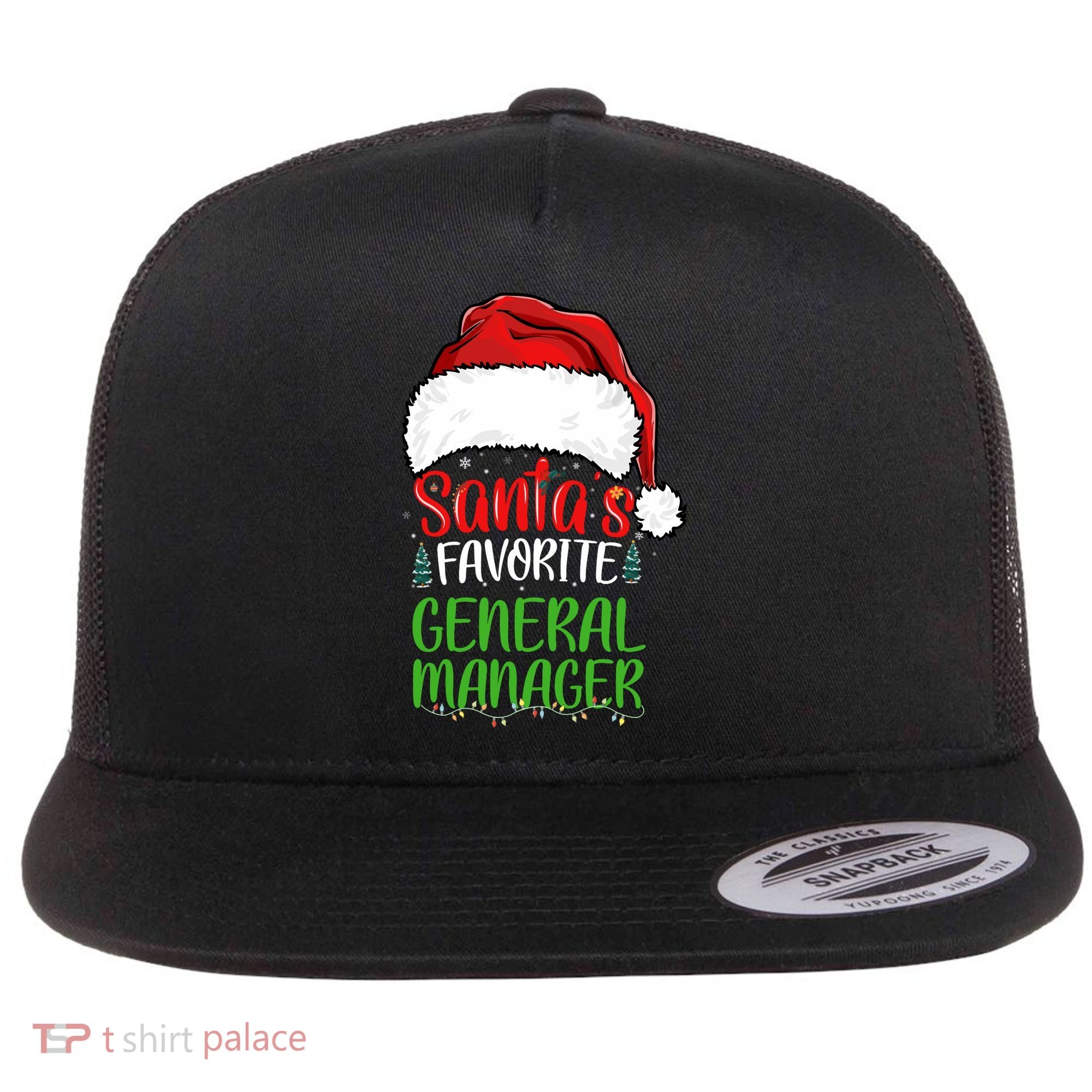 SantaS Favorite General Manager Funny Christmas Flat Bill Trucker Hat
