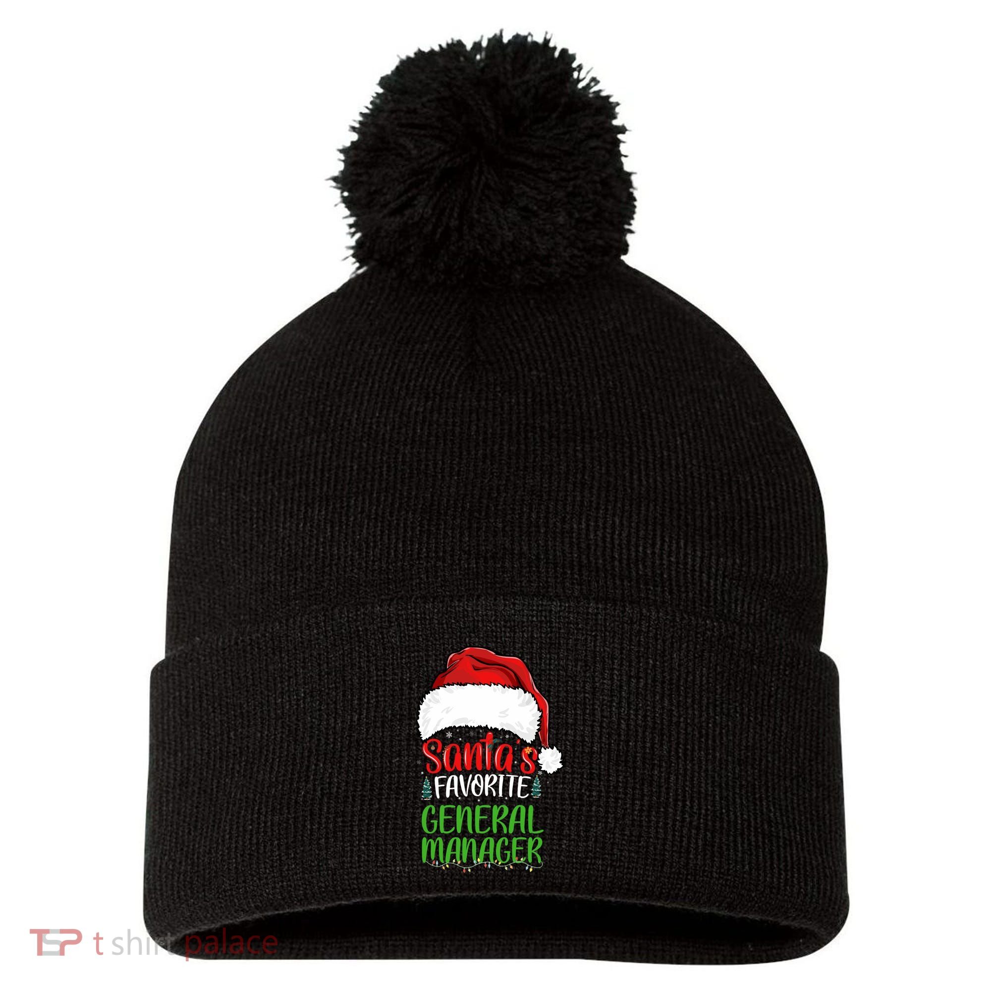 SantaS Favorite General Manager Funny Christmas Pom Pom 12in Knit Beanie