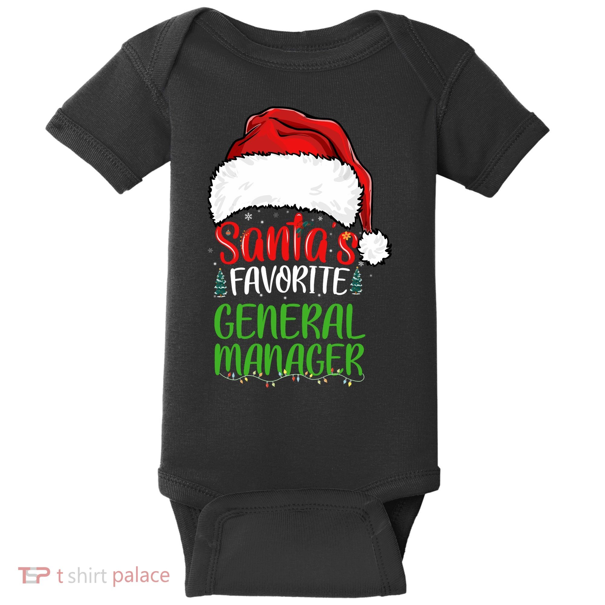 SantaS Favorite General Manager Funny Christmas Baby Bodysuit