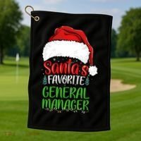 SantaS Favorite General Manager Funny Christmas Golf Towel thumb 1