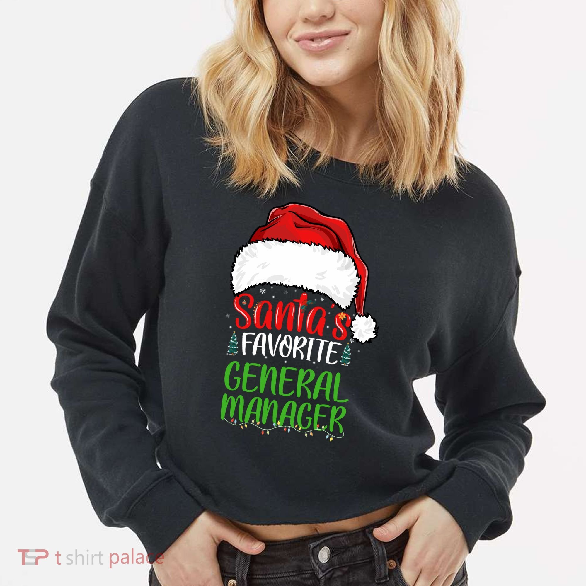 SantaS Favorite General Manager Funny Christmas Cropped Pullover Crew