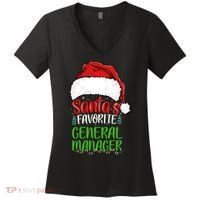 SantaS Favorite General Manager Funny Christmas Women's V-Neck T-Shirt thumb 0