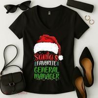 SantaS Favorite General Manager Funny Christmas Women's V-Neck T-Shirt thumb 2
