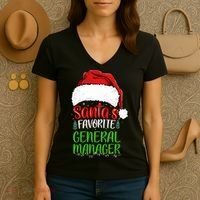 SantaS Favorite General Manager Funny Christmas Women's V-Neck T-Shirt thumb 3
