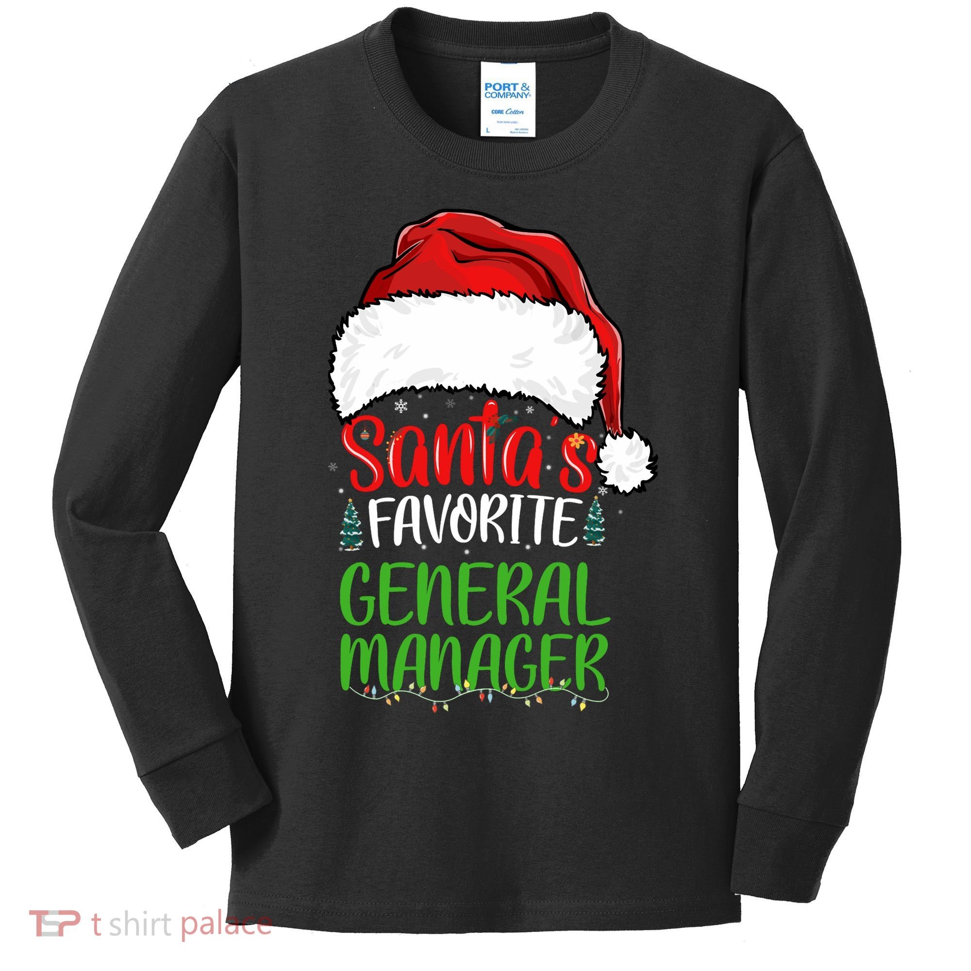 SantaS Favorite General Manager Funny Christmas Kids Long Sleeve Shirt