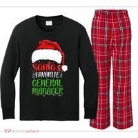 SantaS Favorite General Manager Funny Christmas Kids Long Sleeve Plaid Pajama Set thumb 0