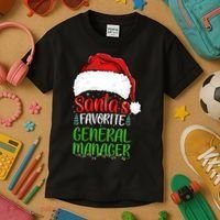 SantaS Favorite General Manager Funny Christmas Kids T-Shirt thumb 3