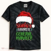 SantaS Favorite General Manager Funny Christmas Kids Tie-Dye T-Shirt thumb 0