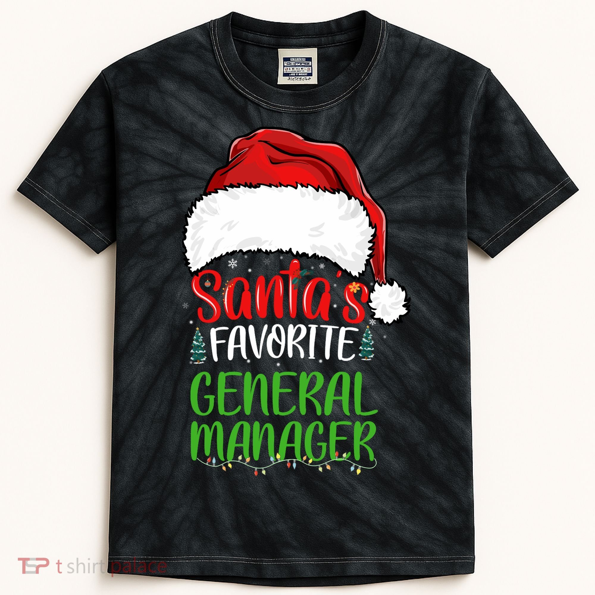 SantaS Favorite General Manager Funny Christmas Kids Tie-Dye T-Shirt
