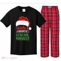SantaS Favorite General Manager Funny Christmas Kids Plaid Pajama Set thumb 0