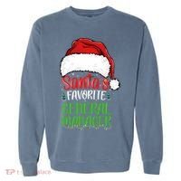 SantaS Favorite General Manager Funny Christmas Garment-Dyed Sweatshirt thumb 0