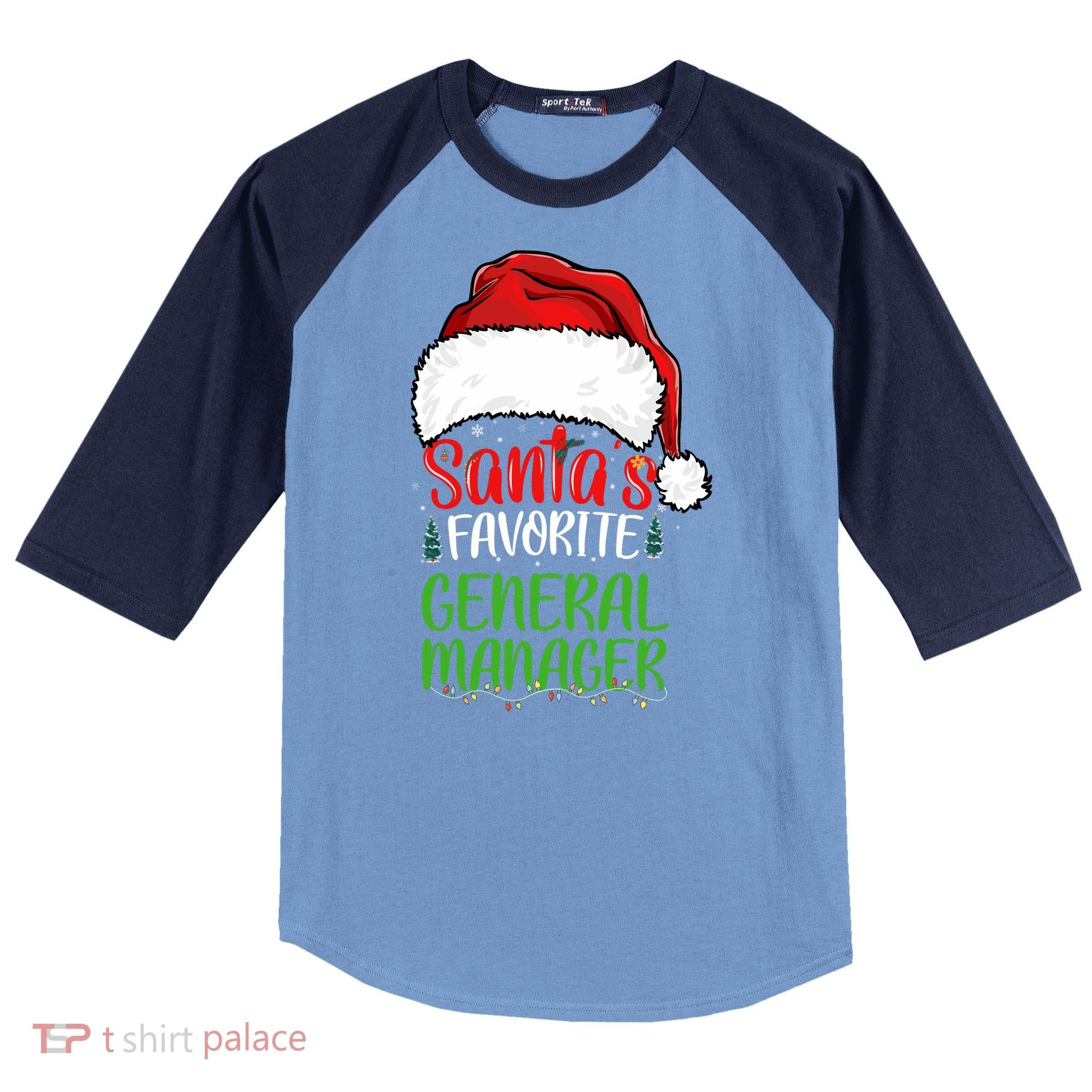 SantaS Favorite General Manager Funny Christmas Raglan Baseball Sleeve Shirt