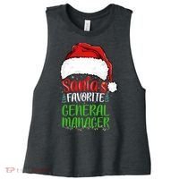 SantaS Favorite General Manager Funny Christmas Women's Racerback Cropped Tank thumb 0