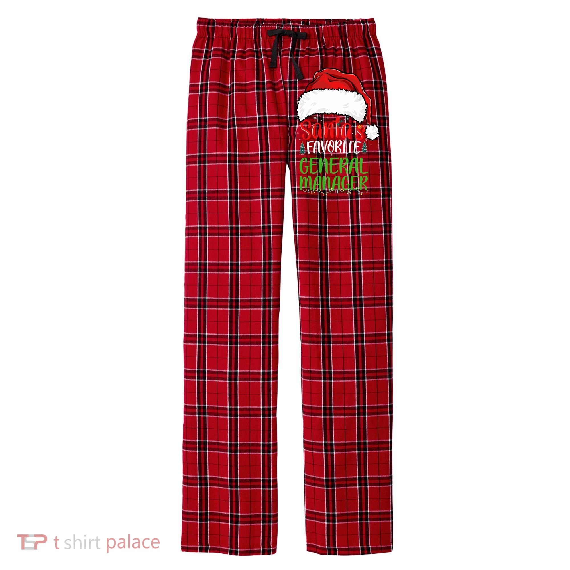 SantaS Favorite General Manager Funny Christmas Men's Flannel Plaid Pajama Pants