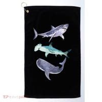 Shark Fans Great White Hammerhead And Whale Shark Lover Golf Towel thumb 0