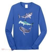 Shark Fans Great White Hammerhead And Whale Shark Lover Long Sleeve Shirt thumb 0