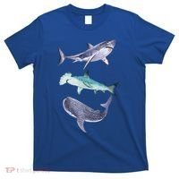 Shark Fans Great White Hammerhead And Whale Shark Lover T-Shirt thumb 0