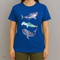 Shark Fans Great White Hammerhead And Whale Shark Lover T-Shirt thumb 4