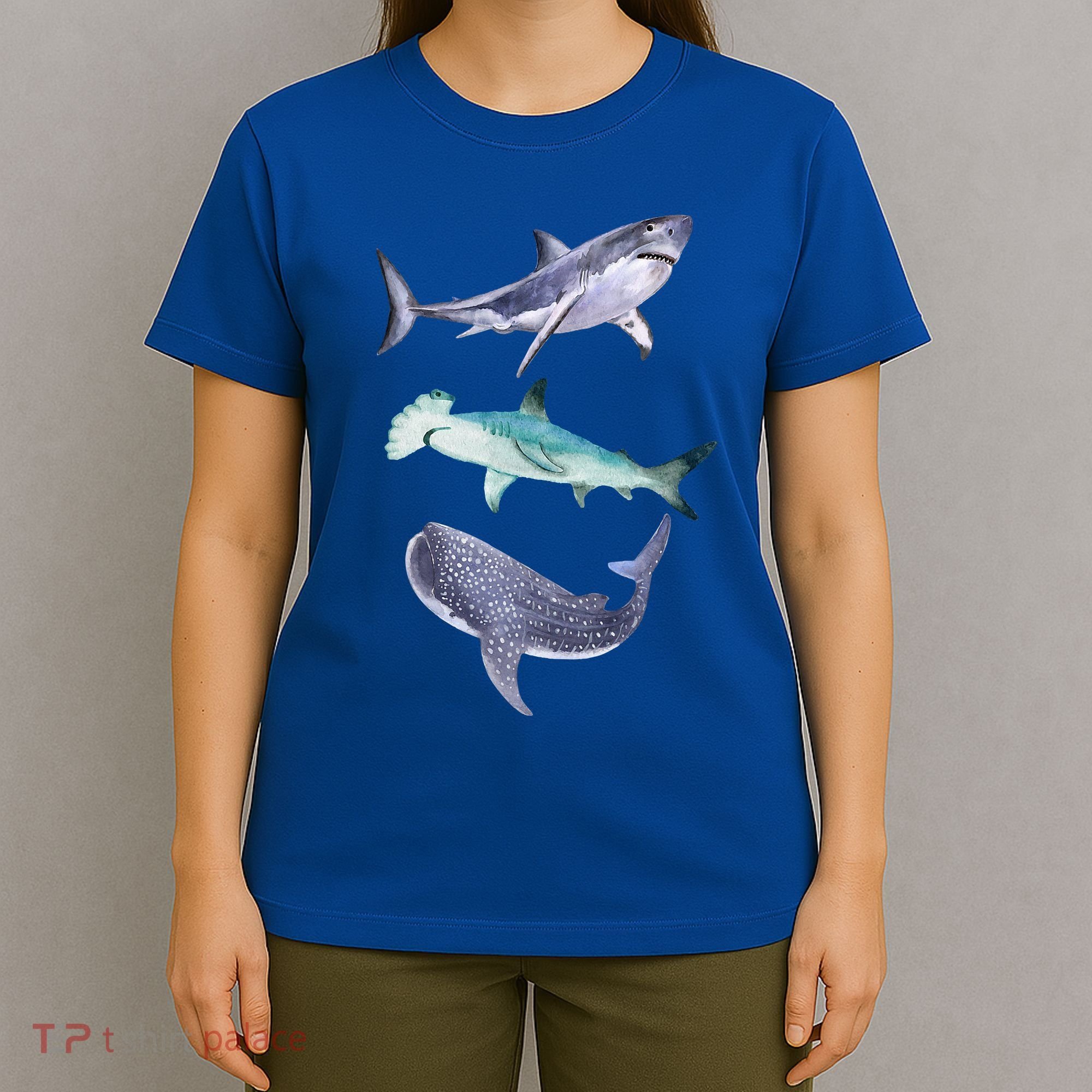 Shark Fans Great White Hammerhead And Whale Shark Lover T-Shirt