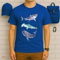 Shark Fans Great White Hammerhead And Whale Shark Lover T-Shirt thumb 6