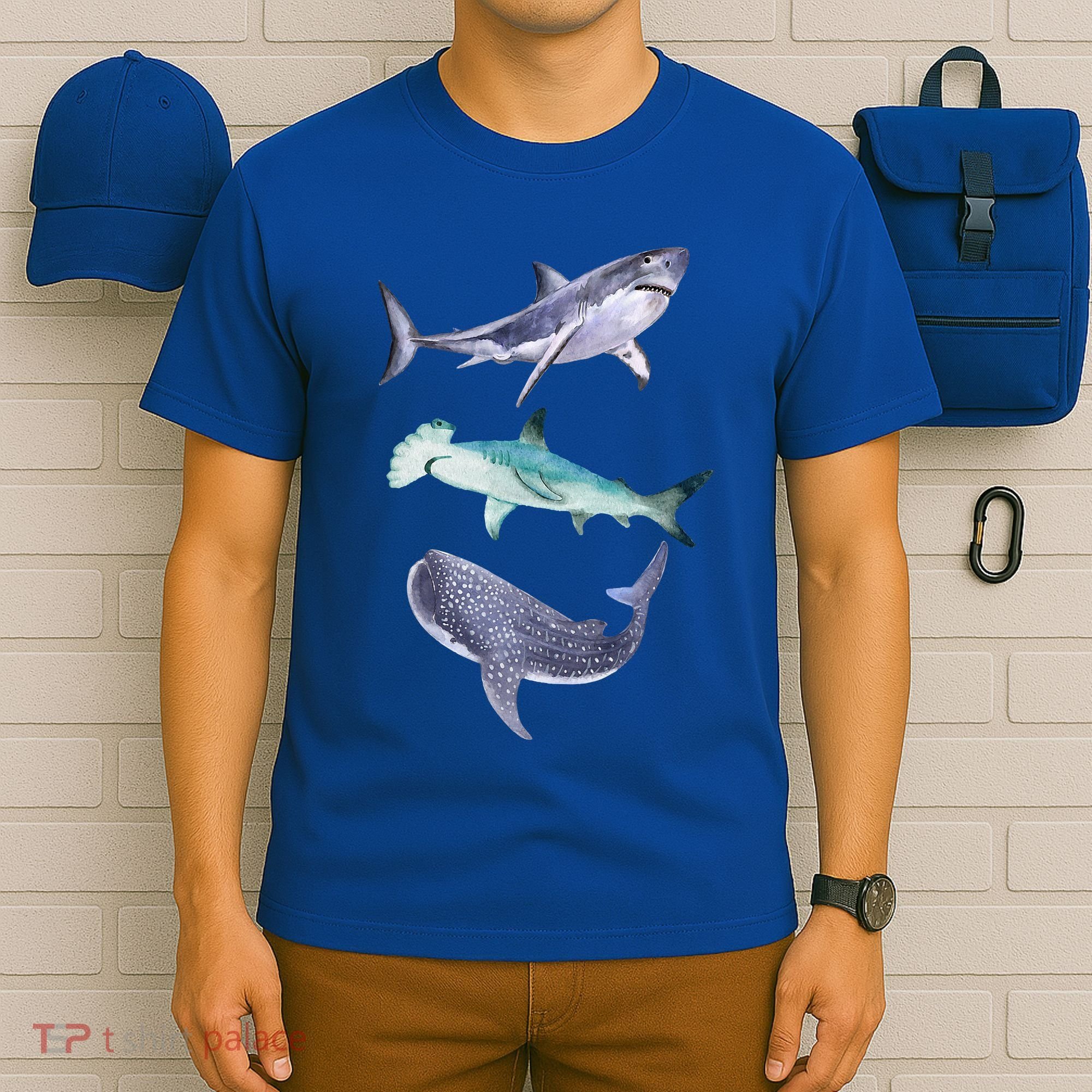 Shark Fans Great White Hammerhead And Whale Shark Lover T-Shirt