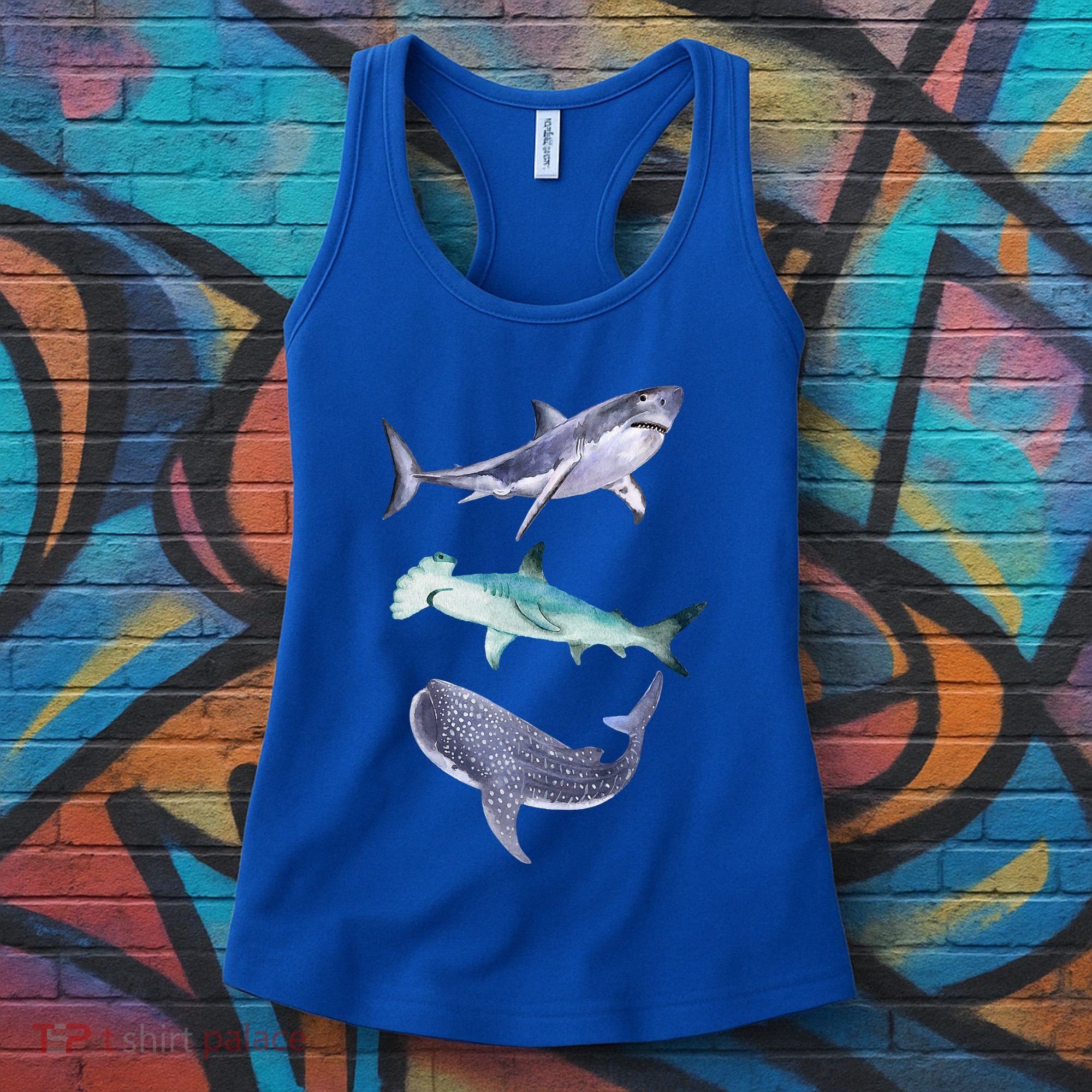 Shark Fans Great White Hammerhead And Whale Shark Lover Women's Tank Top