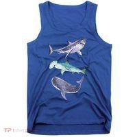 Shark Fans Great White Hammerhead And Whale Shark Lover Tank Top thumb 0