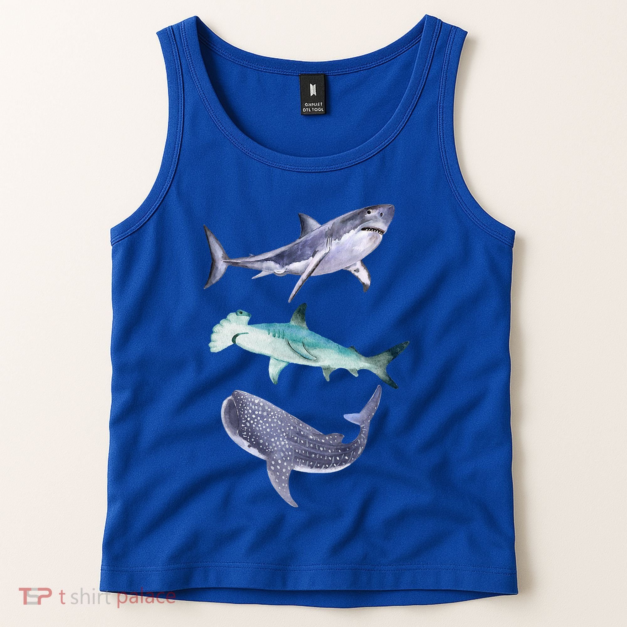 Shark Fans Great White Hammerhead And Whale Shark Lover Tank Top