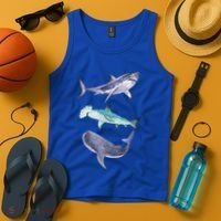 Shark Fans Great White Hammerhead And Whale Shark Lover Tank Top thumb 4