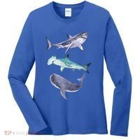 Shark Fans Great White Hammerhead And Whale Shark Lover Women's Long Sleeve Shirt thumb 0